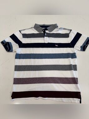 Rodd & Gunn White Polo with Navy, Gray, Blue and Burgundy Stripes - 2XL